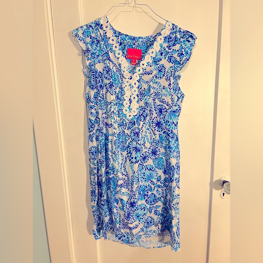 LILLY PULITZER SIZE M JOAN TUNIC TURQUOISE OASIS PRINT